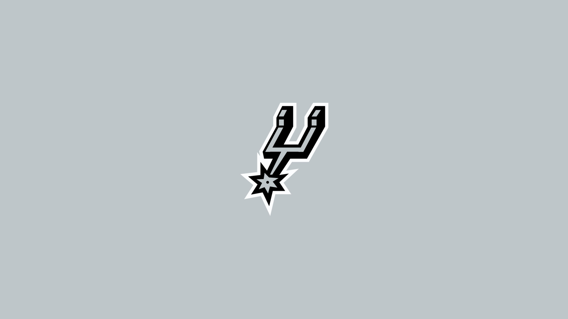 San Antonio Spurs NBA logo centered on minimalist gray 2K Quad HD PC desktop wallpaper/background.