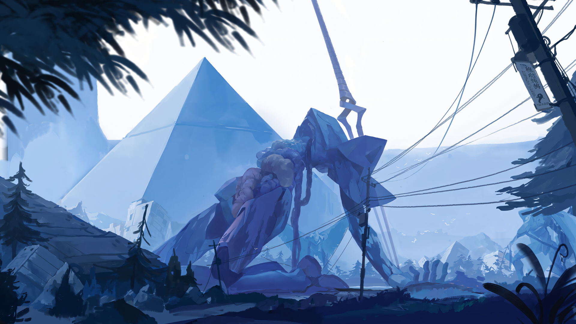 Neon Genesis Evangelion Eva Unit 02 amid a ruined city, 4K Ultra HD PC desktop wallpaper and background.
