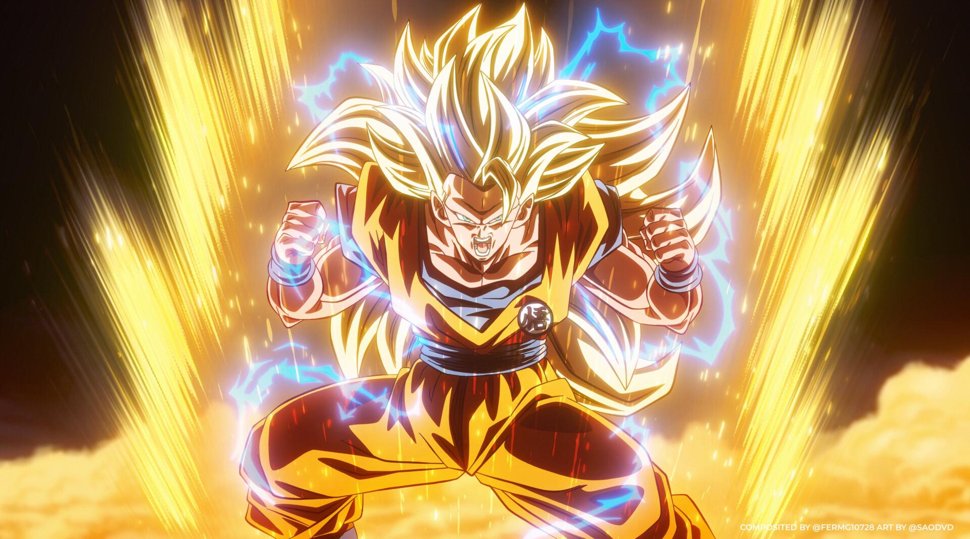 Goku powers up in a blazing golden aura in this Dragon Ball Super: BEERUS anime 4K Ultra HD PC desktop wallpaper.