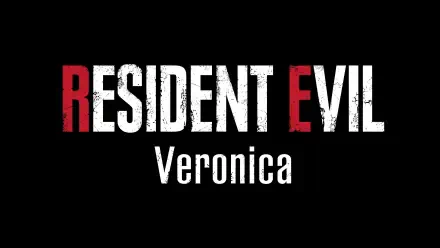 Black 4K Ultra HD PC desktop wallpaper featuring the Resident Evil Veronica logo in distressed white and red; video game branding.
