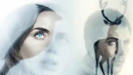 Disclosure Day 4K Ultra HD PC desktop wallpaper and background: ethereal double-exposure of two faces with bright blue eyes and a translucent deer silhouette in a pale, misty composition.