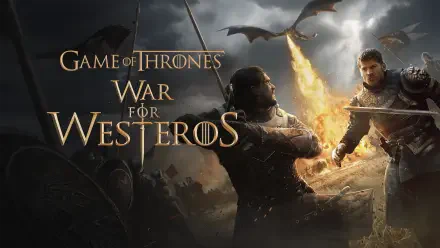 4K Ultra HD PC desktop wallpaper and background for the video game Game of Thrones: War for Westeros — a dragon breathes fire over armored warriors on a smoky battlefield.