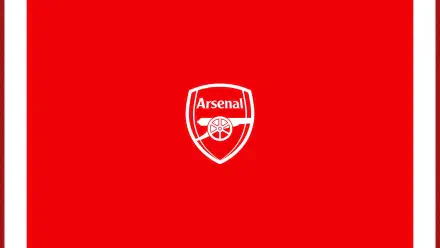 Arsenal F.C. logo — white crest centered on solid red 2K Quad HD PC desktop wallpaper background.