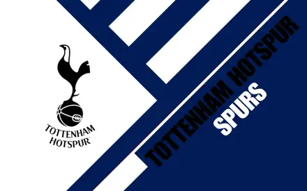 Tottenham Hotspur F.C. logo on a navy-and-white diagonal stripe 2K Quad HD PC desktop wallpaper, featuring bold Tottenham Hotspur and Spurs text.