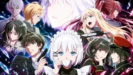 The Detective Is Already Dead anime ensemble wallpaper, featuring a white-haired girl and cast in a vivid 4K Ultra HD PC desktop background.