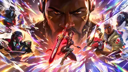 Doomfist and Overwatch heroes clash in a vibrant fighting game battle, featured in a 4K Ultra HD PC desktop wallpaper.