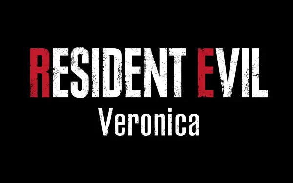 Black 4K Ultra HD PC desktop wallpaper featuring the Resident Evil Veronica logo in distressed white and red; video game branding.