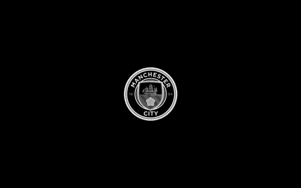 Minimalist Manchester City F.C. logo centered on a black 2K Quad HD PC desktop wallpaper and background.