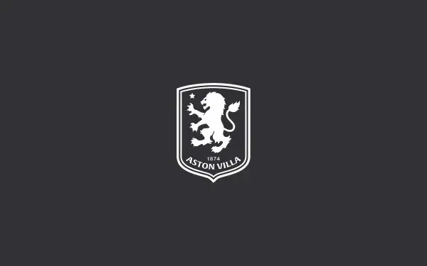 2K Quad HD PC desktop wallpaper with a charcoal background and centered white Aston Villa F.C. crest logo featuring a rampant lion.