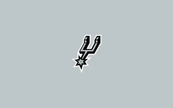 San Antonio Spurs NBA logo centered on minimalist gray 2K Quad HD PC desktop wallpaper/background.