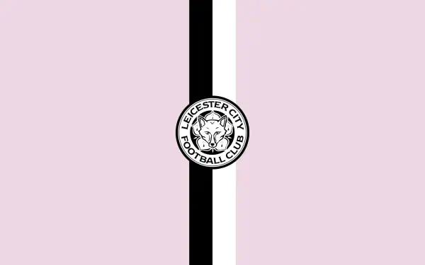 2K Quad HD PC desktop wallpaper: Leicester City F.C. circular logo centered on a pale pink background with a central black and white vertical stripe.