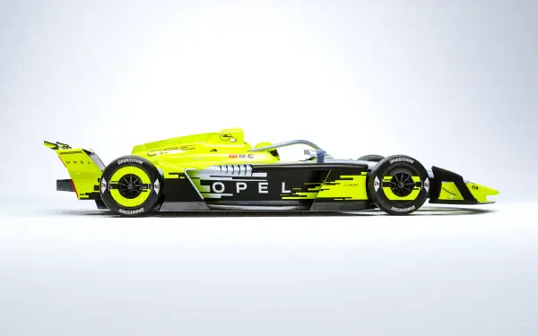 Opel GSE 27FE F1 race car in neon yellow and black, featured in a crisp 4K Ultra HD PC desktop wallpaper.