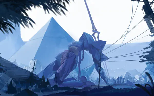 Neon Genesis Evangelion Eva Unit 02 amid a ruined city, 4K Ultra HD PC desktop wallpaper and background.