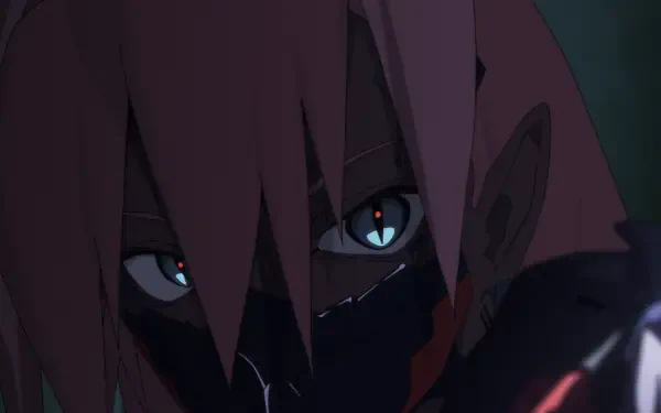 HD anime desktop wallpaper of Talia Yang from Cyberpunk: Edgerunners 2, featuring a dark cyberpunk close-up with glowing eyes.