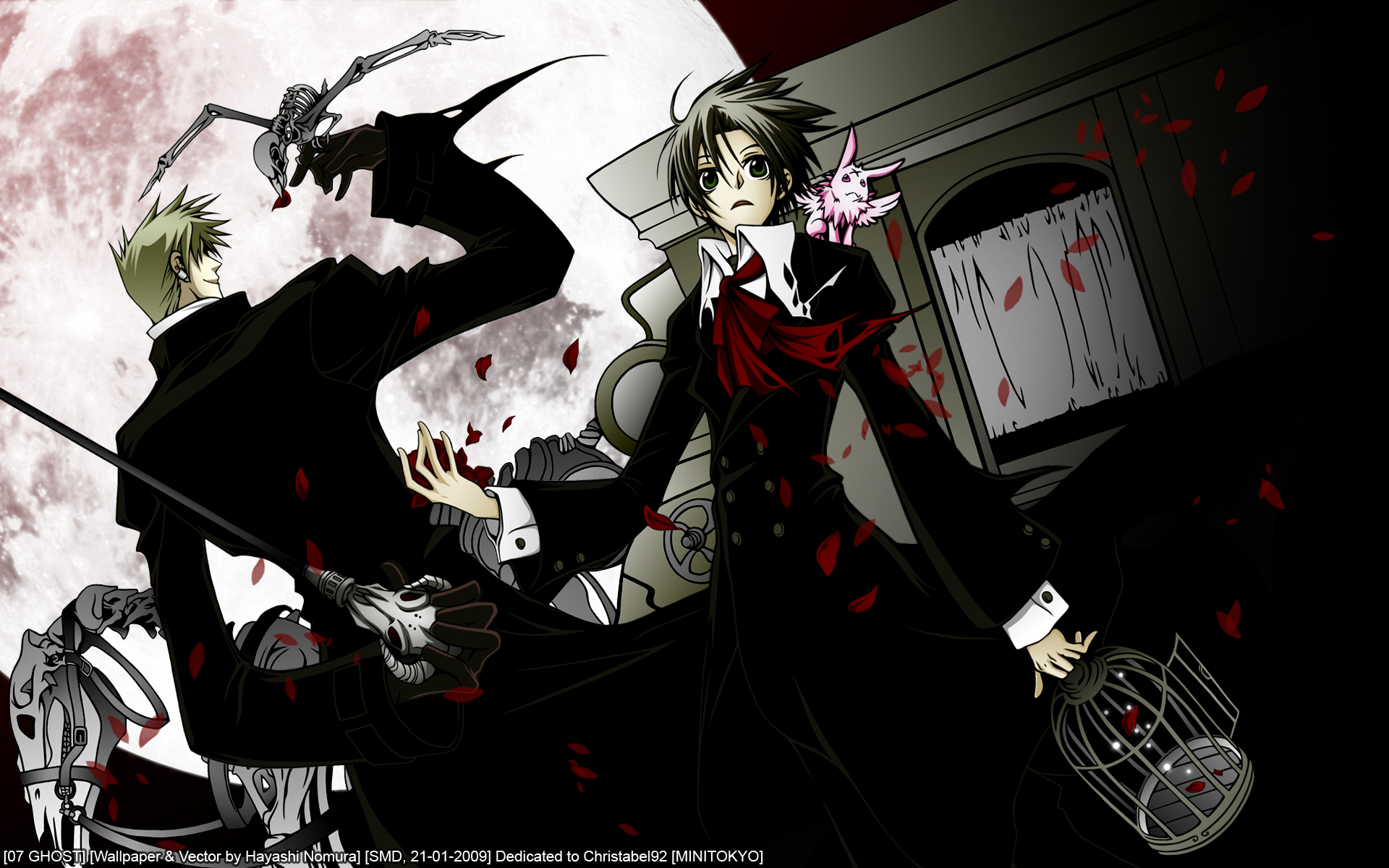 Anime desktop wallpaper featuring the characters from 07-Ghost, including Haruse.