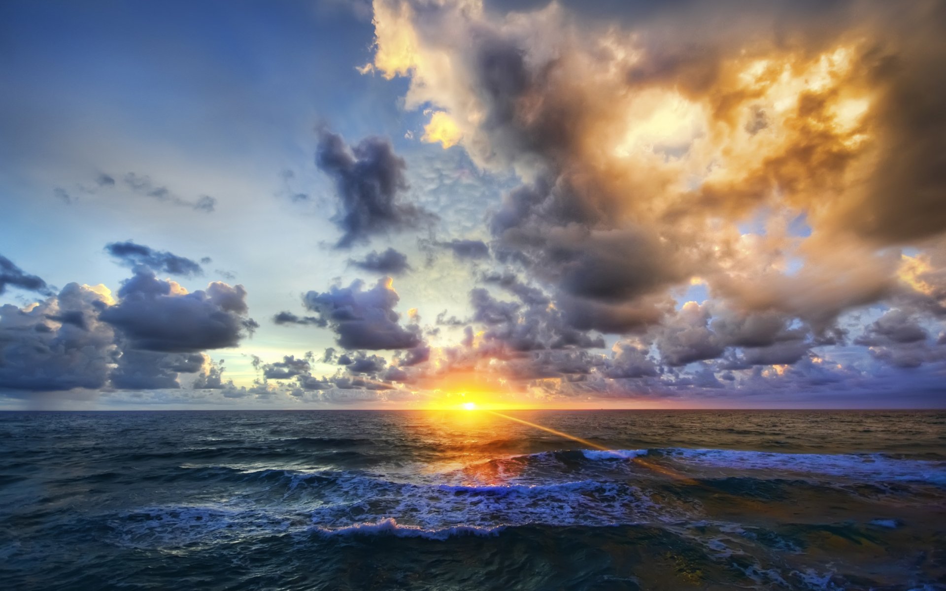 Download Sunset Sea Photography HDR HD Wallpaper