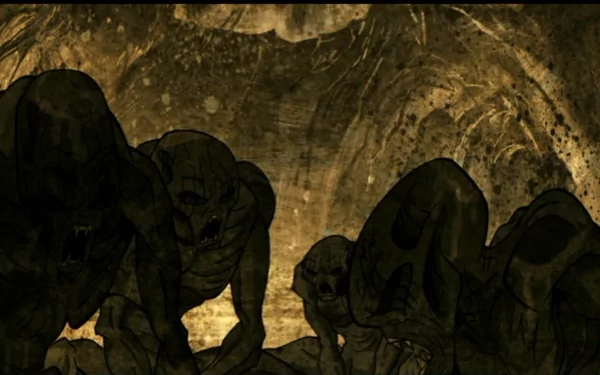 Dark, atmospheric HD wallpaper featuring menacing creatures from the movie Priest, set against a textured backdrop that enhances its mysterious and sinister vibe.