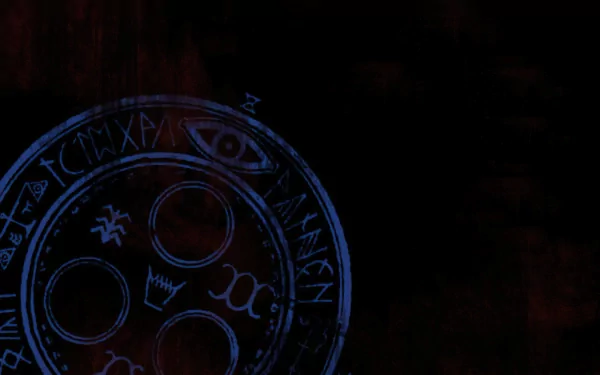 HD PC desktop wallpaper featuring a mysterious, dark-themed Silent Hill design with cryptic symbols and eerie blue lighting.