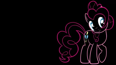 A minimalist HD wallpaper featuring Pinkie Pie from *My Little Pony: Friendship Is Magic*, showcasing her playful spirit against a simple black background.