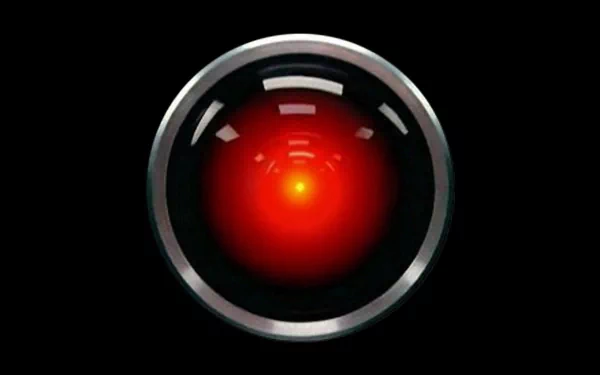 HD PC desktop wallpaper featuring the iconic red eye of HAL 9000 from the movie 2001: A Space Odyssey.