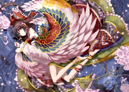 Reimu Hakurei flower feather gypsy Anime Touhou HD Desktop Wallpaper | Background Image