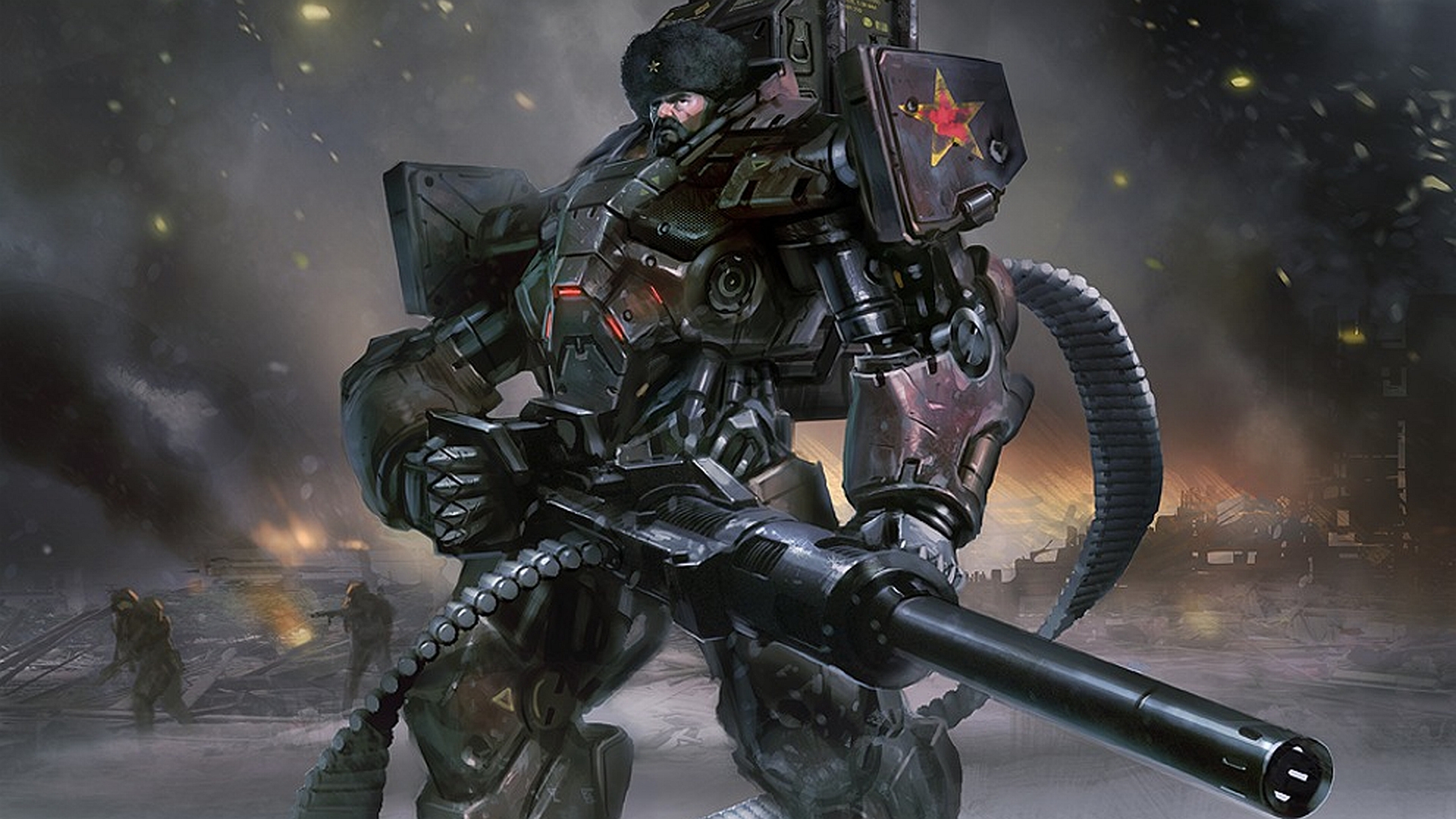 Sci Fi Russian warrior in mecha armor from Mental Omega desktop wallpaper.
