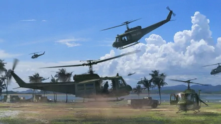 military helicopter Bell UH-1 Iroquois HD Desktop Wallpaper | Background Image
