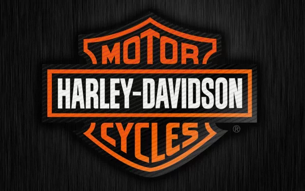 Harley-Davidson logo displayed prominently on a textured black background, showcasing the iconic branding of the motorcycle manufacturer in an HD desktop wallpaper format.