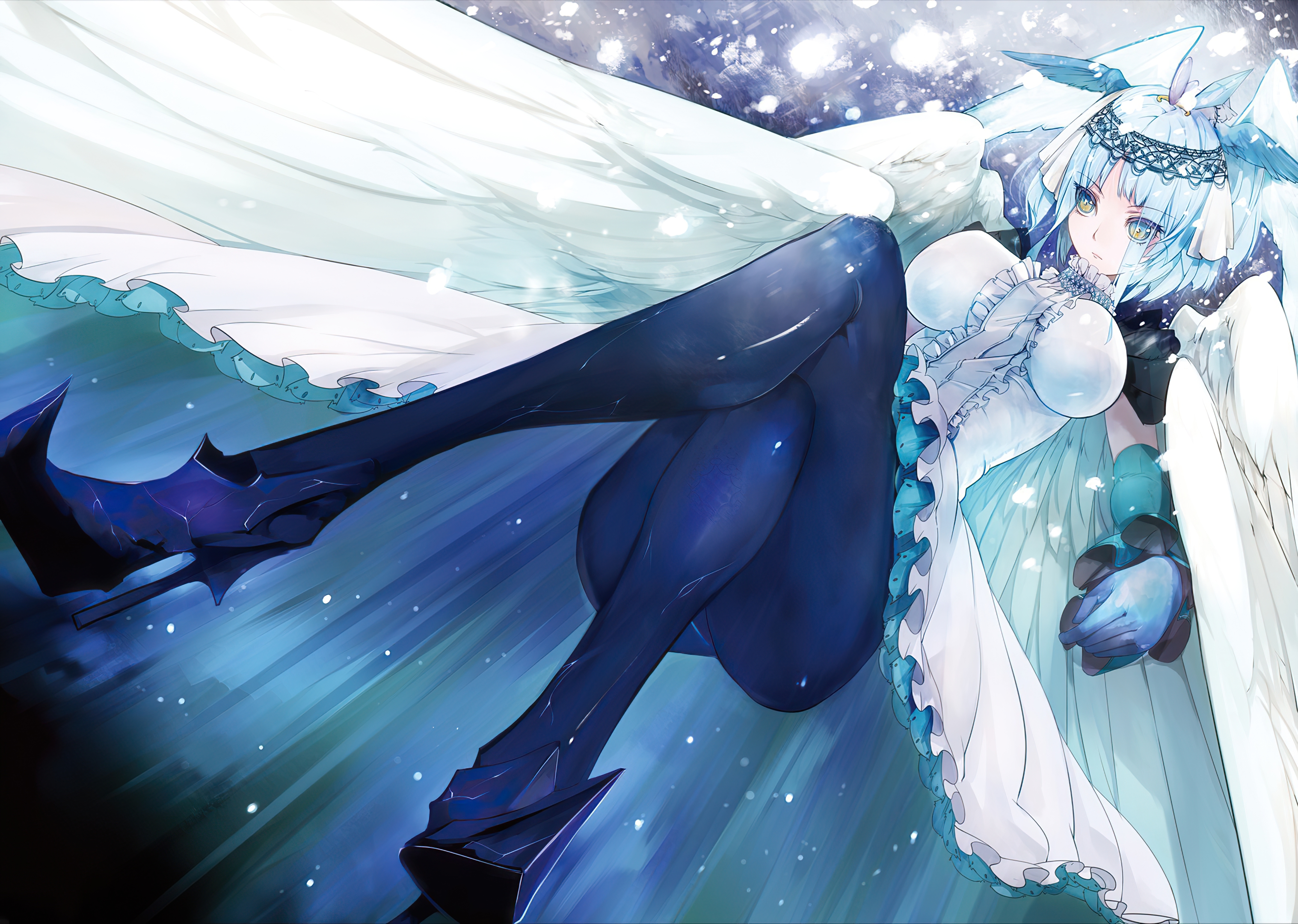Beautiful angel from The Snow Queen fairytale, with stunning anime style.