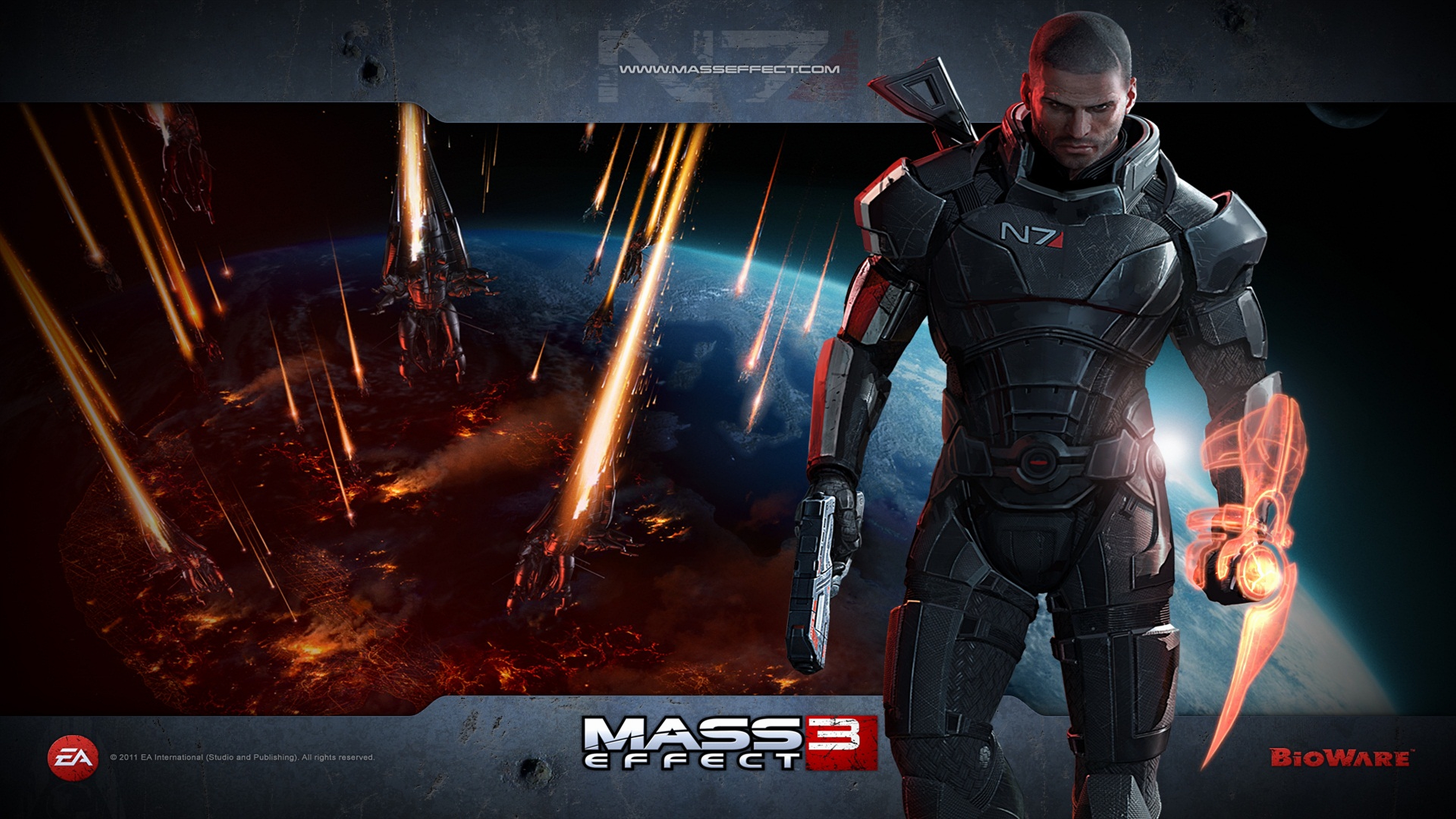 Commander Shepard from Mass Effect 3 in a vibrant 4k desktop wallpaper.