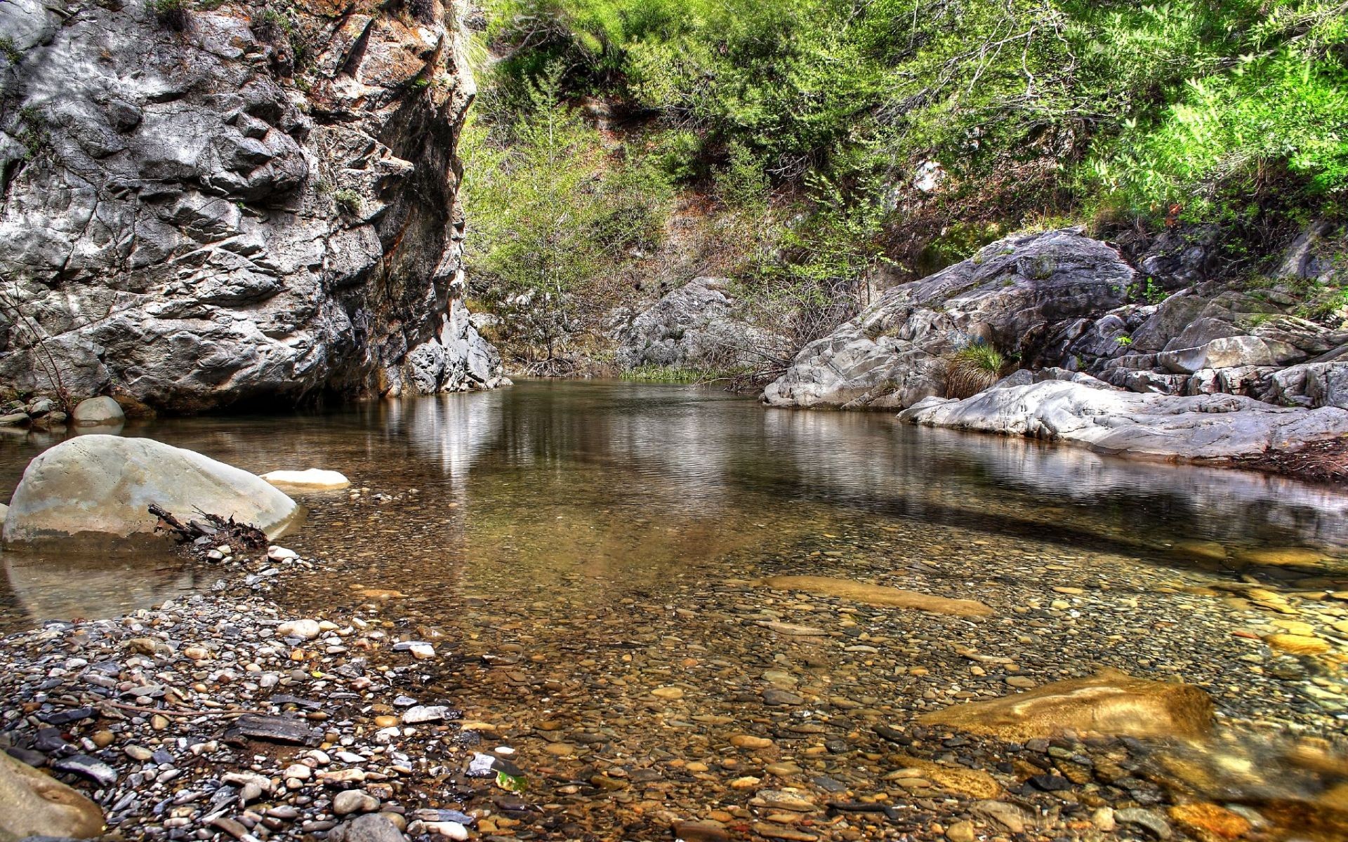 Stunning HDR Wallpaper of a Serene River Landscape