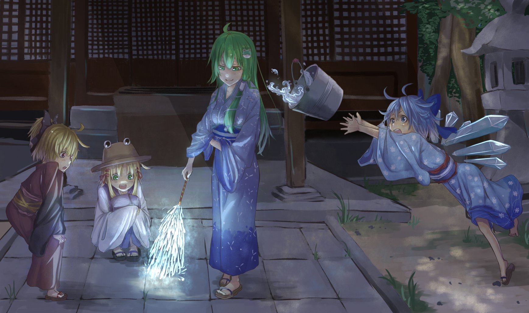 Download Cirno (Touhou) Suwako Moriya Yamame Kurodani Sanae Kochiya Anime Touhou Wallpaper