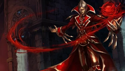 Vladimir from League of Legends conjures a blood spell in this stunning 4K Ultra HD wallpaper, capturing the intensity and dark elegance of the character.