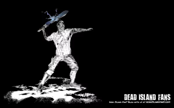 HD PC desktop wallpaper featuring a monochrome, stylized character from the video game Dead Island, poised with a weapon against a black background.