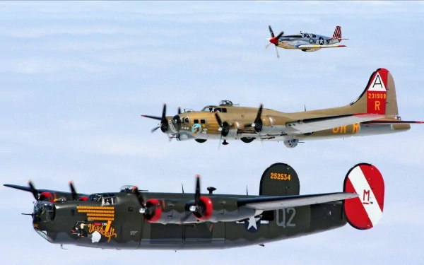 Military aircraft fly in formation against a clear sky in this 4K Ultra HD PC desktop wallpaper and background.
