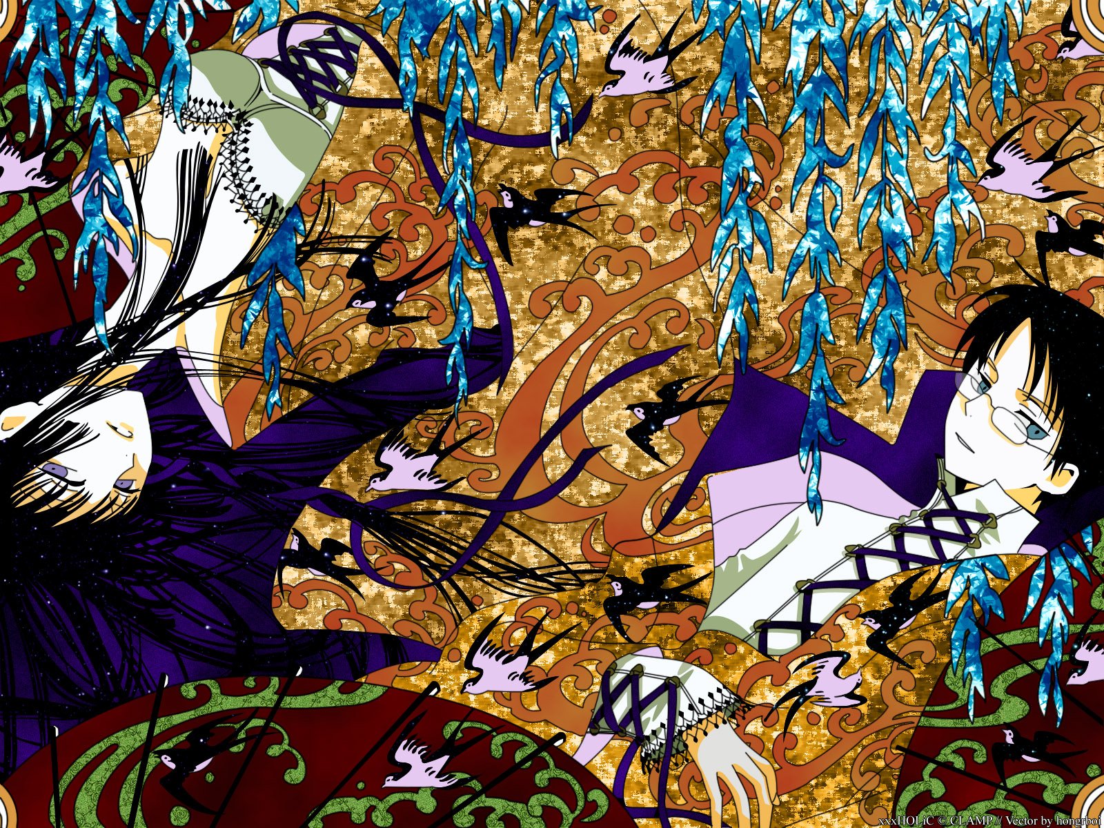HD anime desktop wallpaper featuring vibrant characters and intricate designs from xxxHOLiC, showcasing a blend of traditional and mystical elements.