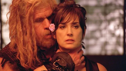 HD desktop wallpaper from the movie Bunraku, featuring a dramatic close-up of two characters in an intense scene.