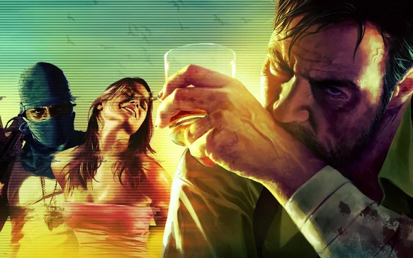 HD PC desktop wallpaper featuring intense, gritty characters from the video game Max Payne 3, highlighting the game's dark and dramatic atmosphere.