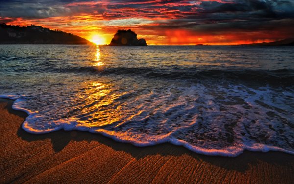 Photography HDR Seashore Sunset Mexico Ocean Sea Rock HD Wallpaper | Background Image