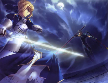 Lancer (Fate/Zero) Saber (Fate Series) Anime Fate/Zero HD Desktop Wallpaper | Background Image
