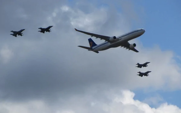  Airbus 330 with 4 Belgian F16 2011