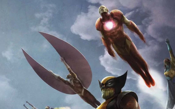 Falcon (Marvel Comics) Sentry (Marvel Comics) Skrull (Marvel Comics) Wolverine Iron Man Comic Avengers HD Desktop Wallpaper | Background Image