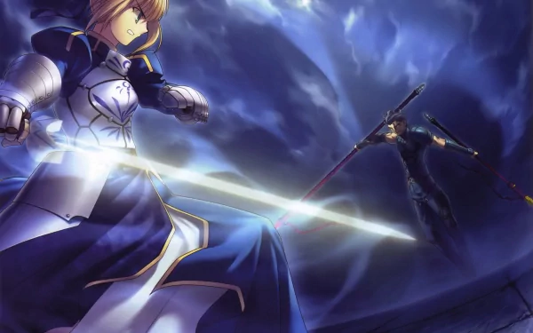 Lancer (Fate/Zero) Saber (Fate Series) Anime Fate/Zero HD Desktop Wallpaper | Background Image