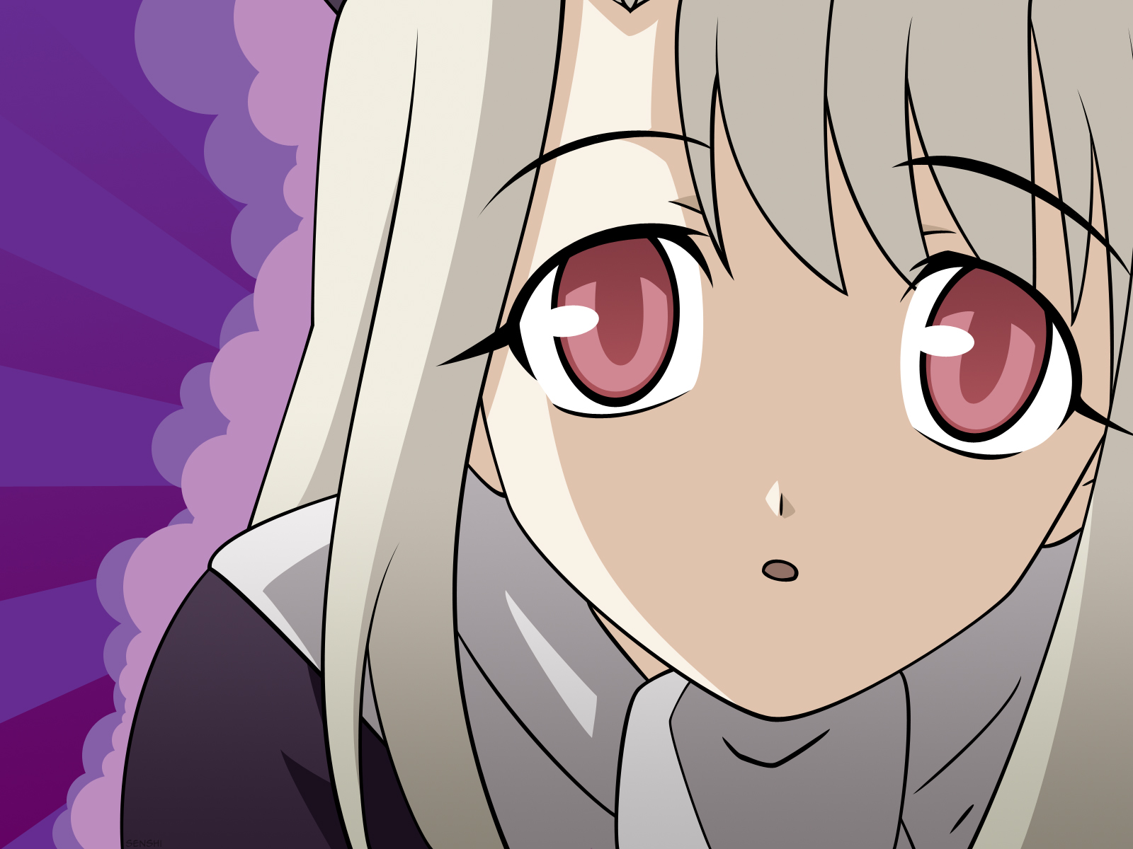 Illyasviel Von Einzbern - a character from the Anime Fate/stay night, graces this vibrant desktop wallpaper