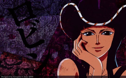HD desktop wallpaper featuring Nico Robin from the anime One Piece, showcasing her iconic style against a vibrant, textured background.