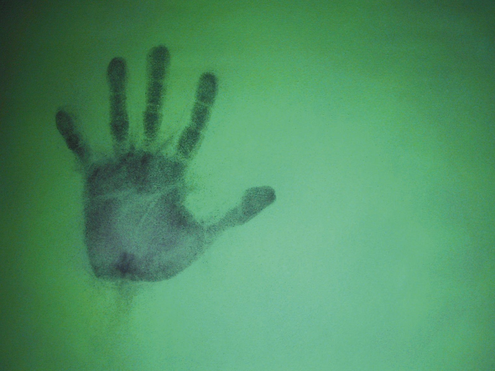 An artistic HD desktop wallpaper featuring a shadowed handprint on a vibrant green background, creating a striking visual element for your screen.