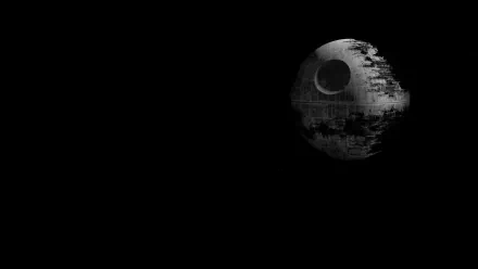 HD PC desktop wallpaper featuring the Death Star from the Star Wars movie, set against a black background with detailed shading.