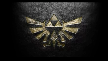 HD PC desktop wallpaper featuring the iconic golden Hylian Crest from the video game The Legend of Zelda on a textured dark background.