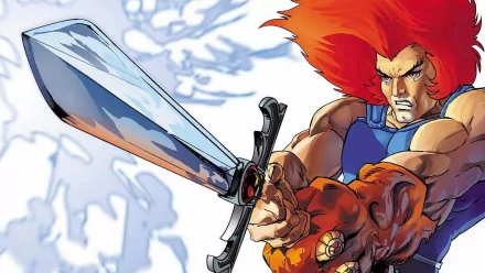 HD PC desktop wallpaper featuring Lion-O from Thundercats, wielding the Sword of Omens in a detailed comic-style illustration.