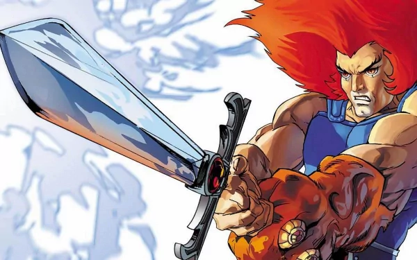 HD PC desktop wallpaper featuring Lion-O from Thundercats, wielding the Sword of Omens in a detailed comic-style illustration.